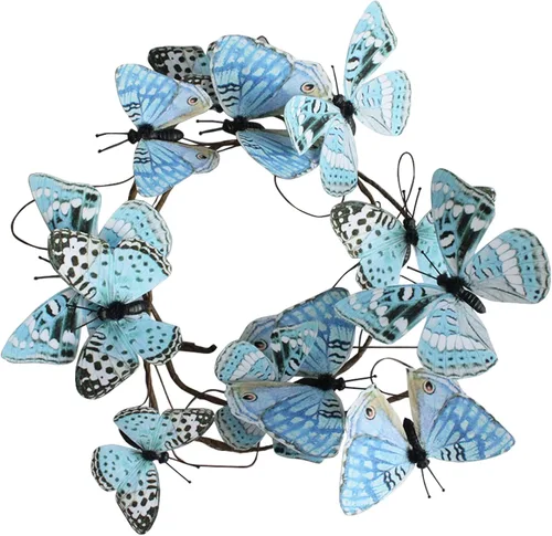 Miniatura 31 de Guirnalda de mariposa artificial, enredaderas decorativas de mariposa falsas, decoración colgante de mariposa única en 3D para pared del hogar, Azul