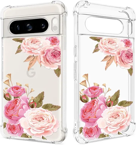 Miniatura 17 de Funda transparente floral para Pixel 8 Pro para mujeres/niñas, bonita funda de teléfono para Google Pixel 8 Pro, diseño de flores, delgada, suave