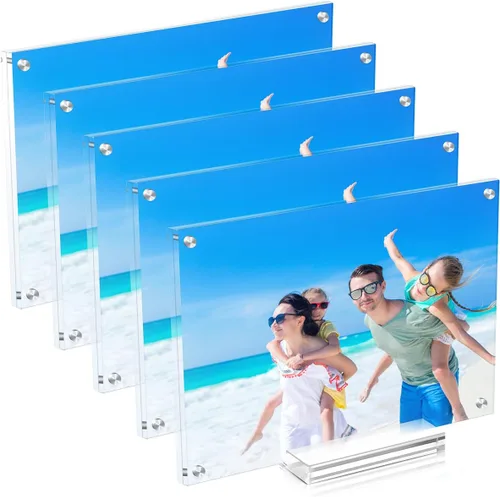 Miniatura 3 de Paquete de 8 portarretratos acrílicos de 8 x 10 pulgadas y 5 x 7 pulgadas, transparente, magnético, de doble cara, sin marco, con soporte de marco
