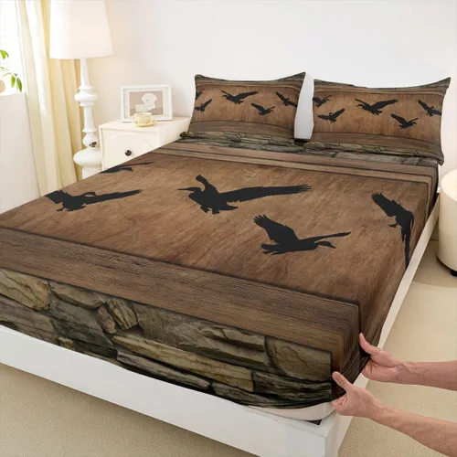 Miniatura 33 de Manfei Juego de sábana bajera de camuflaje de animales marinos, 2 piezas, diseño de camuflaje de tiburones y ballenas, con 1 funda de almohada