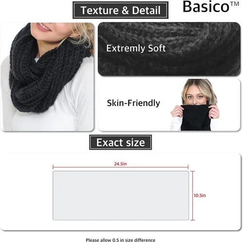 Miniatura 6 de BASICO Infinity Scarf Bufanda de punto de ganchillo de invierno en talla única