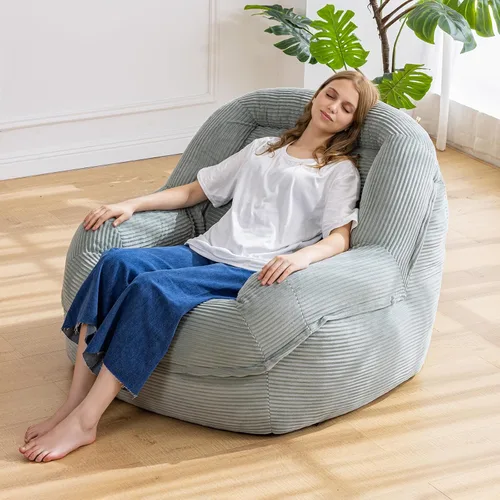 Miniatura 12 de Silla Puf Gigante con Reposabrazos - Asiento Acogedor de Gran Tamaño para Adultos, Tela de Pana y Relleno de Espuma de Alta Resistencia, Salón Ideal