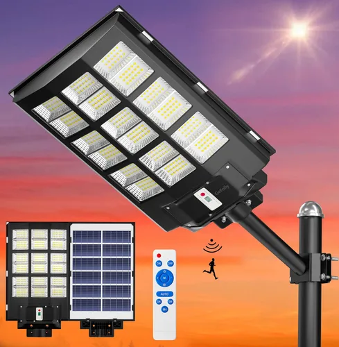 Miniatura 14 de Gefolly SL-5200W Luces solares de calle al aire libre, 520000LM luz de estacionamiento comercial, 6500K anochecer a amanecer IP67 luces