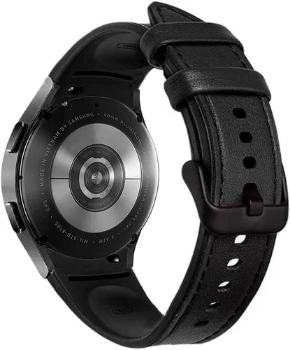 Miniatura 5 de PINHEN Correa de repuesto para Galaxy Watch 7/6/5/4 de 1.575 pulgadas, 1.732 pulgadas, híbrida de cuero y silicona de 0.787 pulgadas, compatible
