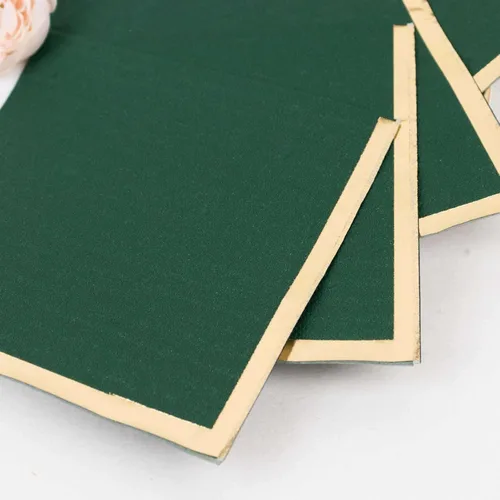 Miniatura 55 de Efavormart 50 Pack Servilletas de papel para fiestas de 2 capas suaves verde oliva con borde dorado de oro, servilletas para cenas, cócteles