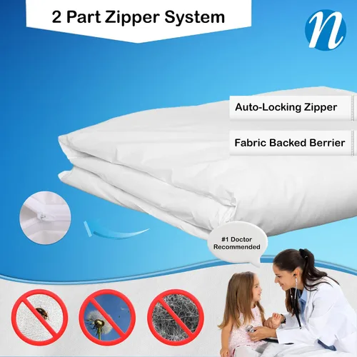 Miniatura 2 de Allersoft, protector de edredón para control de alergias y ácaros, 100% algodón, Algodón, Blanco, gemelo