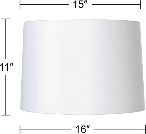 Miniatura 4 de Pantalla para lámpara de tela blanca grande de tapa dura, de 15 pulgadas en la parte superior x 16 pulgadas en la parte inferior x 11 pulgadas