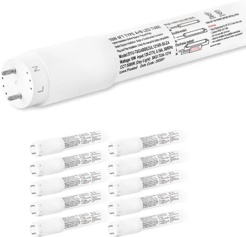 Miniatura 11 de hykolity Paquete de 20 Tubos de Luz LED T8 Híbridos Tipo A+B 3CCT de 4 Pies, 18W, 4000K/5000K/6500K Seleccionables, Plug & Play o Bypass de Balasto