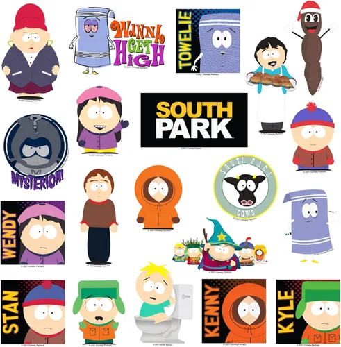 Miniatura 3 de South Park - Paquete de calcomanías con licencia oficial, calcomanías de vinilo troqueladas grandes de lujo, paquete variado para laptop, botella