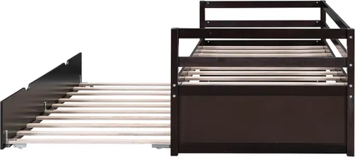 Miniatura 7 de Merax Sofá cama tamaño individual con nido, marco de sofá cama de madera maciza, color espresso