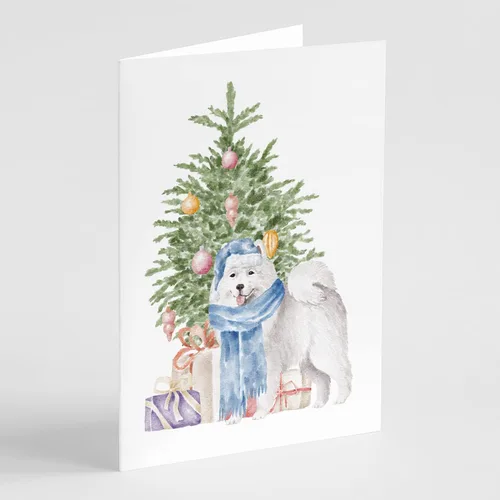 Miniatura 19 de Caroline's Treasures CK8213GCA7P Bulldog, Bulldog Inglés #2 - Tarjetas de felicitación y sobres de árbol de Navidad, paquete de 8 tarjetas en blanco