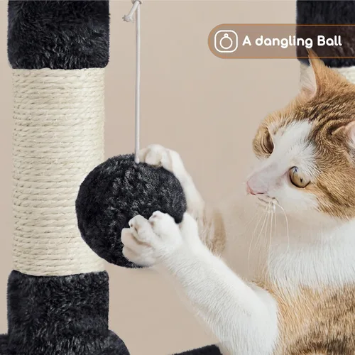 Miniatura 5 de Yaheetech Árbol para gatos, torre para gatos de 42 pulgadas para gatitos de interior, casa de juegos para mascotas con percha grande y postes Negro