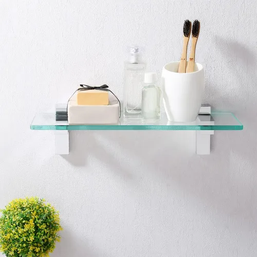 Miniatura 2 de KES BGS3201 BGS3201 - Estante de vidrio templado, 20 pulgadas, vidrio rectangular de 0.315 in de grosor, montaje en pared, cromo pulido, BGS3201