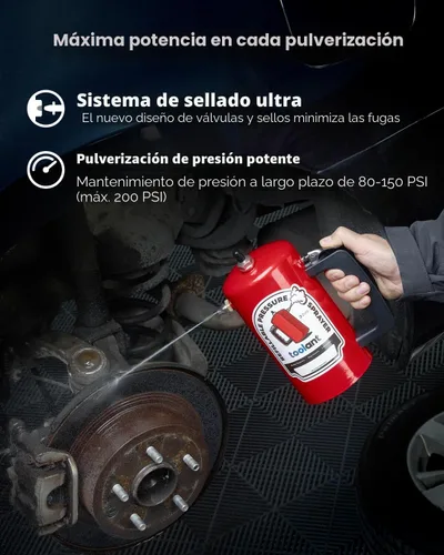 Miniatura 2 de toolant Pulverizador presurizado recargable de 32 onzas, recipiente de acero, forro resistente al óxido, válvula de aguja resistente a fugas, Rojo