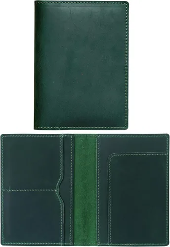 Miniatura 20 de HIFA Funda de cuero para pasaporte, funda para pasaporte hecha a mano con ranura para tarjetas y boletos, piel auténtica, diseño elegante, fácil