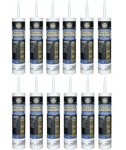 Miniatura 7 de GE Supreme Calafateo de Silicona Pintable para Ventana y Puerta, Blanco, Cartucho de 9.5 fl oz, 1 Paquete - Sellador de Silicona 100% Impermeable