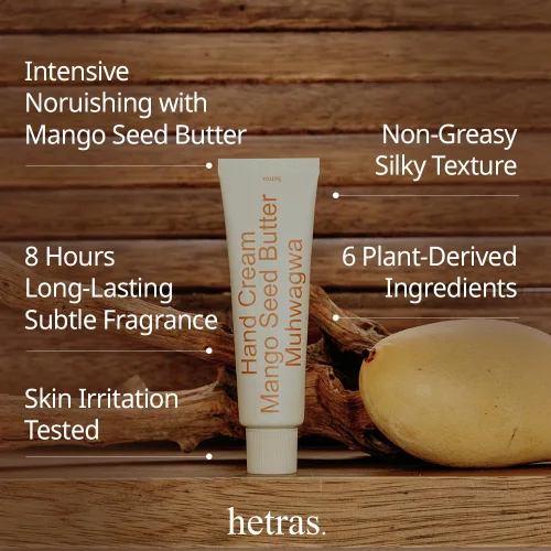 Miniatura 2 de hetras. Crema de manos perfumada (Muhwagwa) - Hidratante de rápida absorción para piel seca Loción no grasa de tamaño viaje de 1.69 onzas Mango