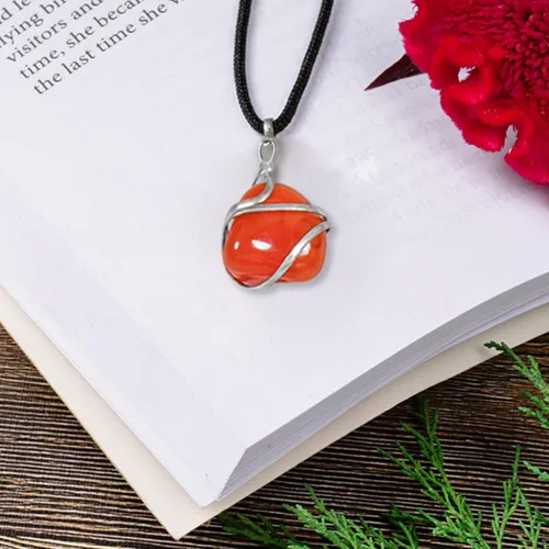 Miniatura 50 de PYOR Collar con colgante curativo de Reiki de cristal, gemas de buena suerte, prosperidad, riqueza, piedras preciosas naturales, collares de buena