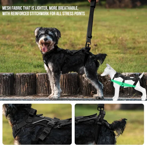 Miniatura 4 de OneTigris Arnés de elevación para perros pequeños XS, arnés transportador para perros pequeños, chaleco de elevación de cuerpo completo con correas
