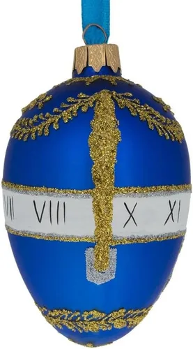 Miniatura 6 de 1895 Reloj de serpiente azul adorno de cristal de huevo real 4 pulgadas