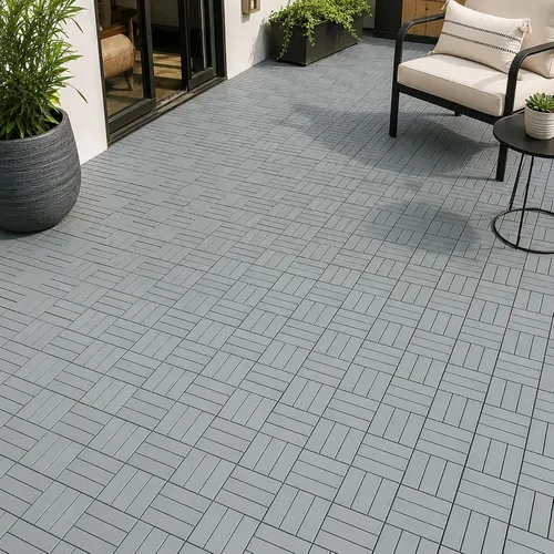 Miniatura 10 de Baldosas de madera de acacia para exteriores, baldosas de patio que se entrelazan. Moderno Gris Recto