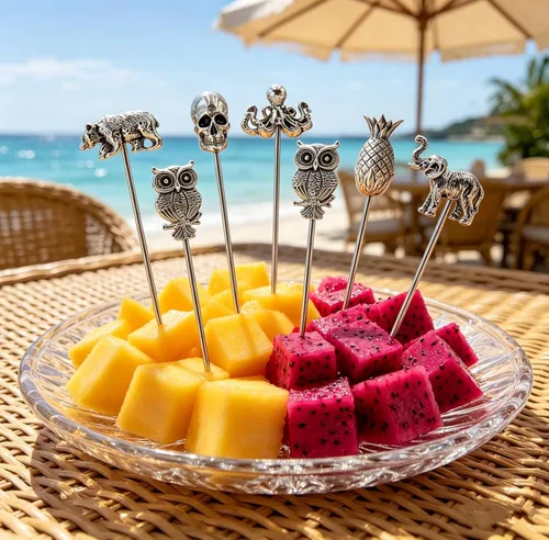 Miniatura 4 de Homestia - Púas de cóctel de metal para bebidas, 11.9 cm reutilizables, pinchos de cóctel para guarnición, espadas, 6 piezas, púas de martini