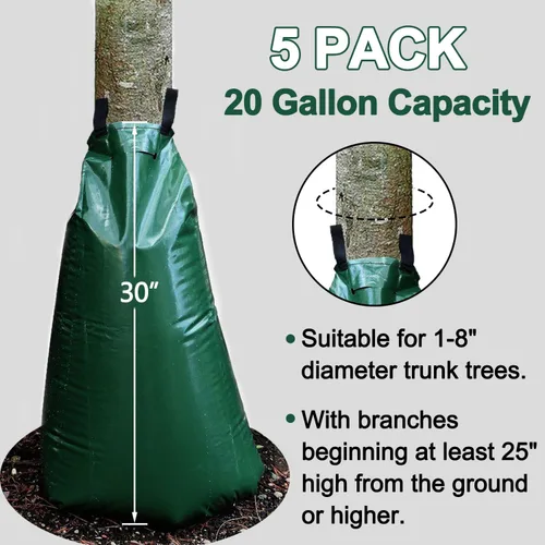 Miniatura 5 de Bolsas de riego de árboles de 20 galones, reutilizables, resistentes, bolsas de agua de liberación lenta para árboles, bolsas de riego por goteo