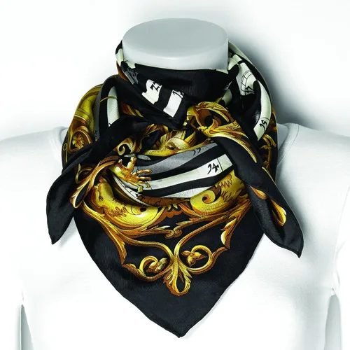 Miniatura 2 de Sweet Pea Fashion Kennedy Black Zodiac - Bufanda de seda hecha a mano de 35 pulgadas, Multi