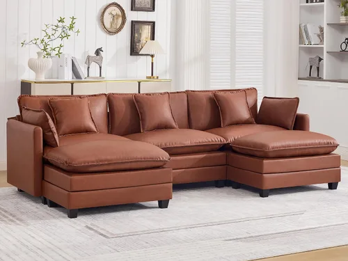 Miniatura 64 de Otomán de Sofá Moderno de Chenille Nube de 35'', Otomán Rectangular para Sofá Seccional Modular, Beige