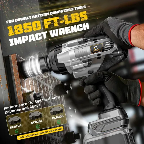 Miniatura 2 de Llave de impacto inalámbrica de 3/4 de pulgada compatible con batería Dewalt de 20 V, Cerycose1850 ft-lbs (2500 N.m), pistola de impacto eléctrica