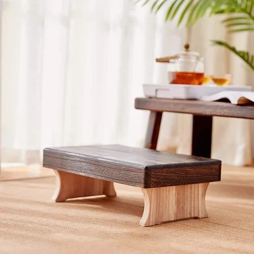 Miniatura 7 de Taburete bajo de madera plegable, estilo japonés, muebles tradicionales portátiles para el hogar, taburete tatami