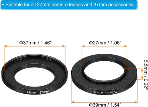 Miniatura 2 de PATIKIL Anillo escalonado de metal de 1.063 in-1.457 in, anillo adaptador de filtro de lente de cámara, anillo adaptador de filtro de aluminio