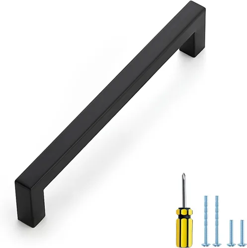 Miniatura 34 de Ravinte Paquete de 5 tiradores cuadrados de gabinete de 2-1/2 pulgadas, manijas negras para gabinetes de cocina, accesorios de cocina negros mate