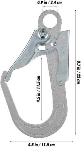 Miniatura 4 de Housoutil Rebar Snap Hook, High Strength Alloy Steel Large Drop Forged Double Lock Rebar Snap Hook, Multifunctional Safety Fall Protection Lanyard