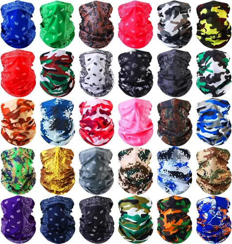 Tarpop 30 unidades de polainas para el cuello, bufanda, banda elástica para la cabeza que absorbe el sudor para mujeres y hombres, deportes, yoga,