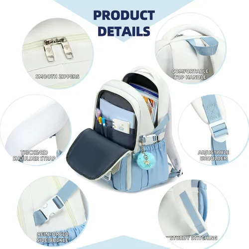 Miniatura 4 de Caoroky knight Mochila de viaje para laptop para mujeres y niñas, mochila de escuela primaria y secundaria, mochilas universitarias, mochila Azul
