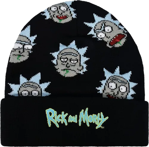 Concept One - Gorro de punto con logotipo de Rick y Morty y Rick Sánchez, color negro, talla única