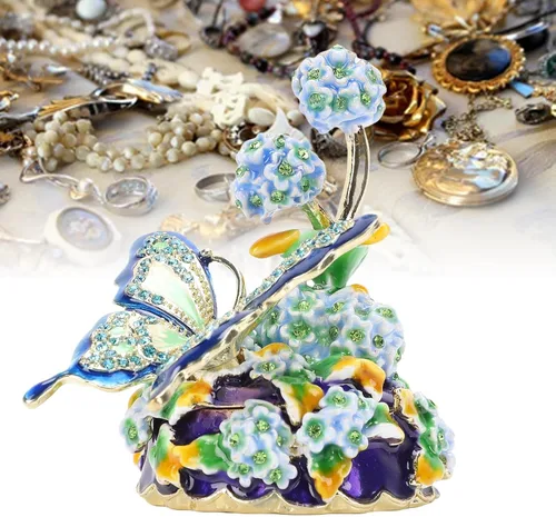 Miniatura 6 de Yosoo Exquisite Flower Enamel Jewelry Box, Zinc Alloy Decorative Jewelry Box Trinket Organizer for Rings Earrings