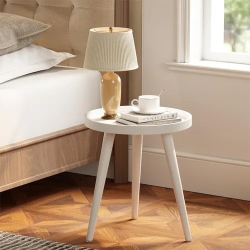 Miniatura 9 de Apicizon Mesa auxiliar redonda negra, bandeja para sofá, mesa auxiliar para sala de estar, dormitorio, espacios pequeños, mesa de noche de fácil