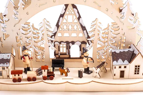 Miniatura 3 de BRUBAKER Arco de luz LED de Navidad - Paisaje de invierno - 17.1 x 10.6 x 4 pulgadas