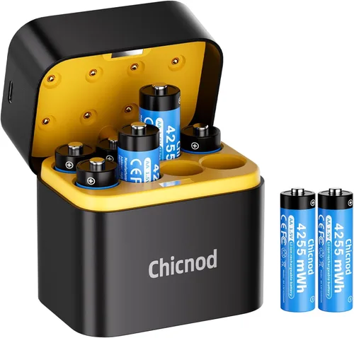 Miniatura 9 de Baterías de litio AA recargables con cargador USB-C rápido, paquete de 8 unidades de 4255 mWh 1.5V de voltaje constante para cámara Blink al aire
