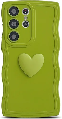 Miniatura 38 de Funda para Samsung Galaxy S22 para mujer, linda funda Kawaii 3D Love Heart color sólido rizado ondulado lente de cámara cubierta a prueba de golpes