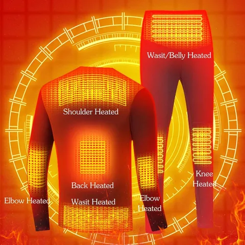Miniatura 2 de Nalog Conjunto de ropa interior térmica de calefacción para hombre, ropa interior lavable con calefacción USB para invierno al aire libre