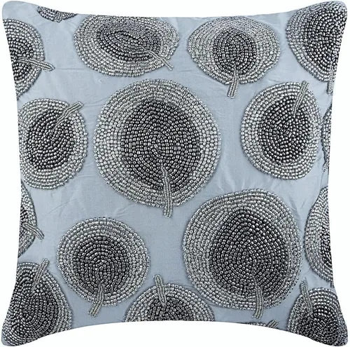 Miniatura 25 de The HomeCentric Funda de almohada personalizada, color plateado de 12 x 12 pulgadas, fundas de almohada de arpillera, enrejado y celosía y almohadas