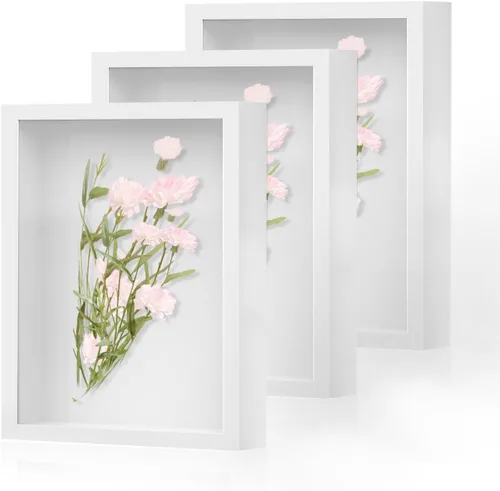 Miniatura 10 de Marco de Caja de Sombra 8x10 pulgadas - Paquete de 3 Cajas de Sombra Profunda de Madera con Vidrio, Vitrinas de Exhibición Adecuadas para Fotos