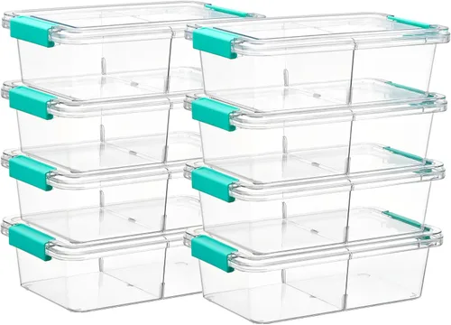 Miniatura 15 de Vtopmart Contenedores de almacenamiento de plástico de 6 cuartos con tapas, contenedores sensoriales transparentes, organizadores y almacenamiento