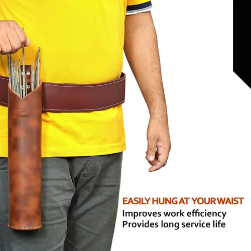 Miniatura 4 de AP-LEATHER PRO-14 - Bolsa para barra de soldadura de cuero de grano superior, soporte para varilla de soldadura/electrodo, contenedor de Leminación
