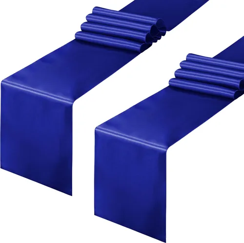 Miniatura 30 de Horbaunal - Juego de 12 caminos de mesa de satén azul claro de 12 x 108 pulgadas, caminos de mesa suaves para bodas, banquetes, fiestas de cumpleaños