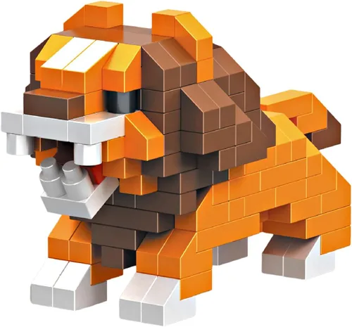 Juego de bloques de construcción micro animales para niños y adultos, para decoración del hogar y la oficina KLJM-10 (león, 203 piezas)