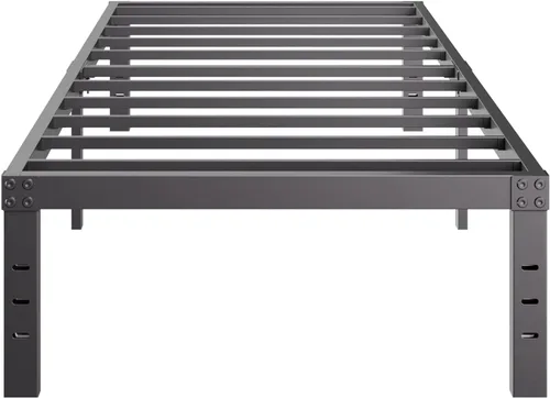 Miniatura 12 de Base de cama alta de 18 pulgadas, tamaño individual, marcos de cama de metal resistentes en negro, no necesita somier, fácil montaje, almacenamiento